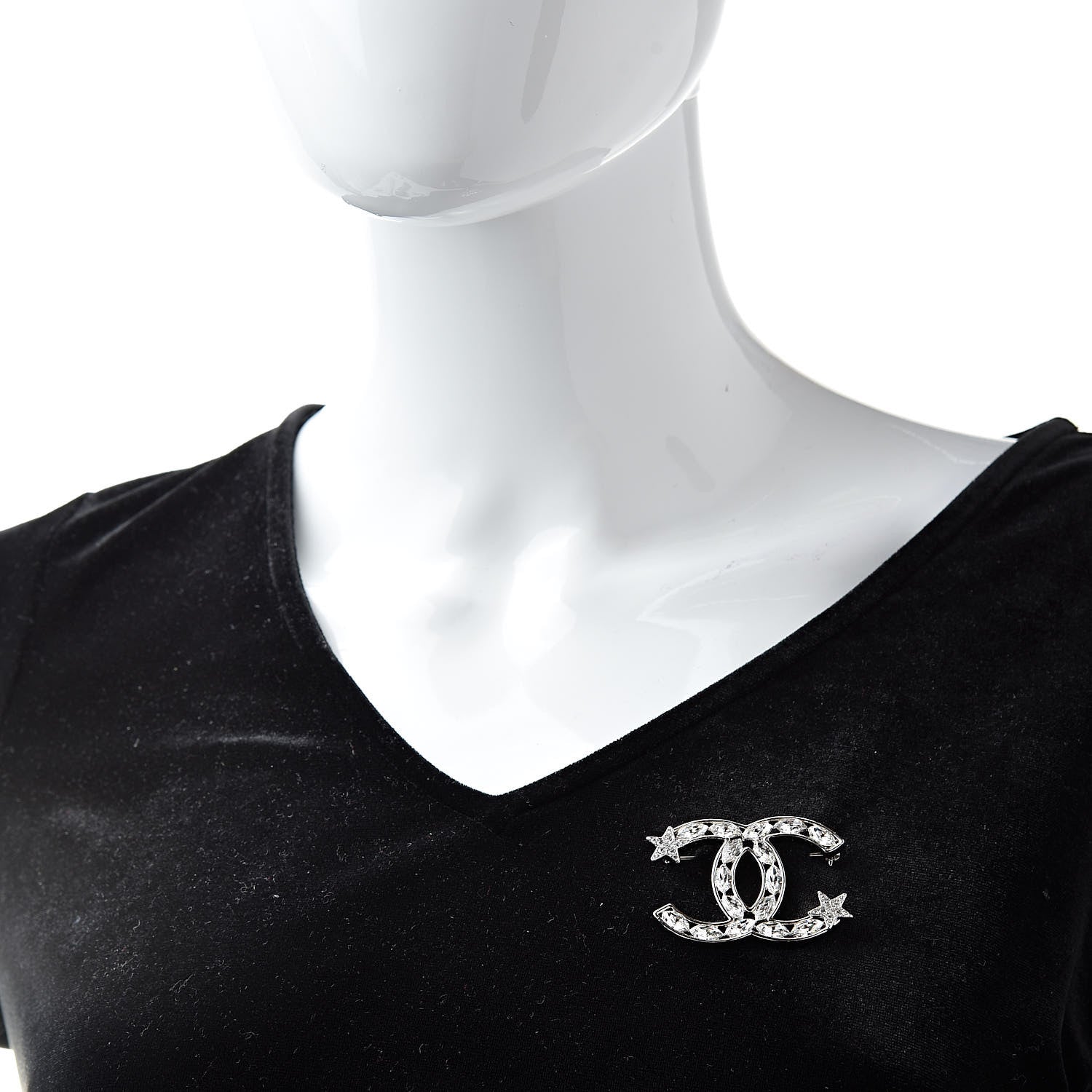 Chanel Crystal Starfall CC Brooch Silver 2 of 5