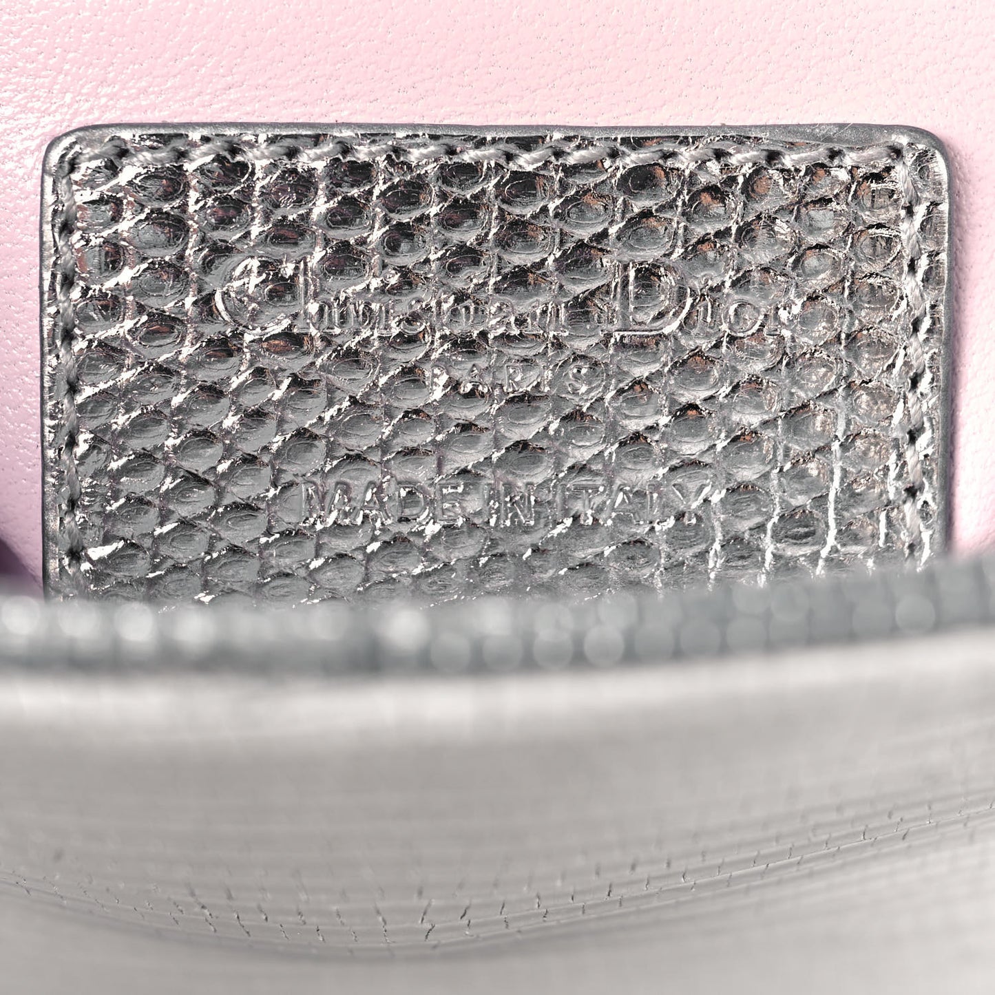 Metallic Lizard Mini Lady Dior Silver