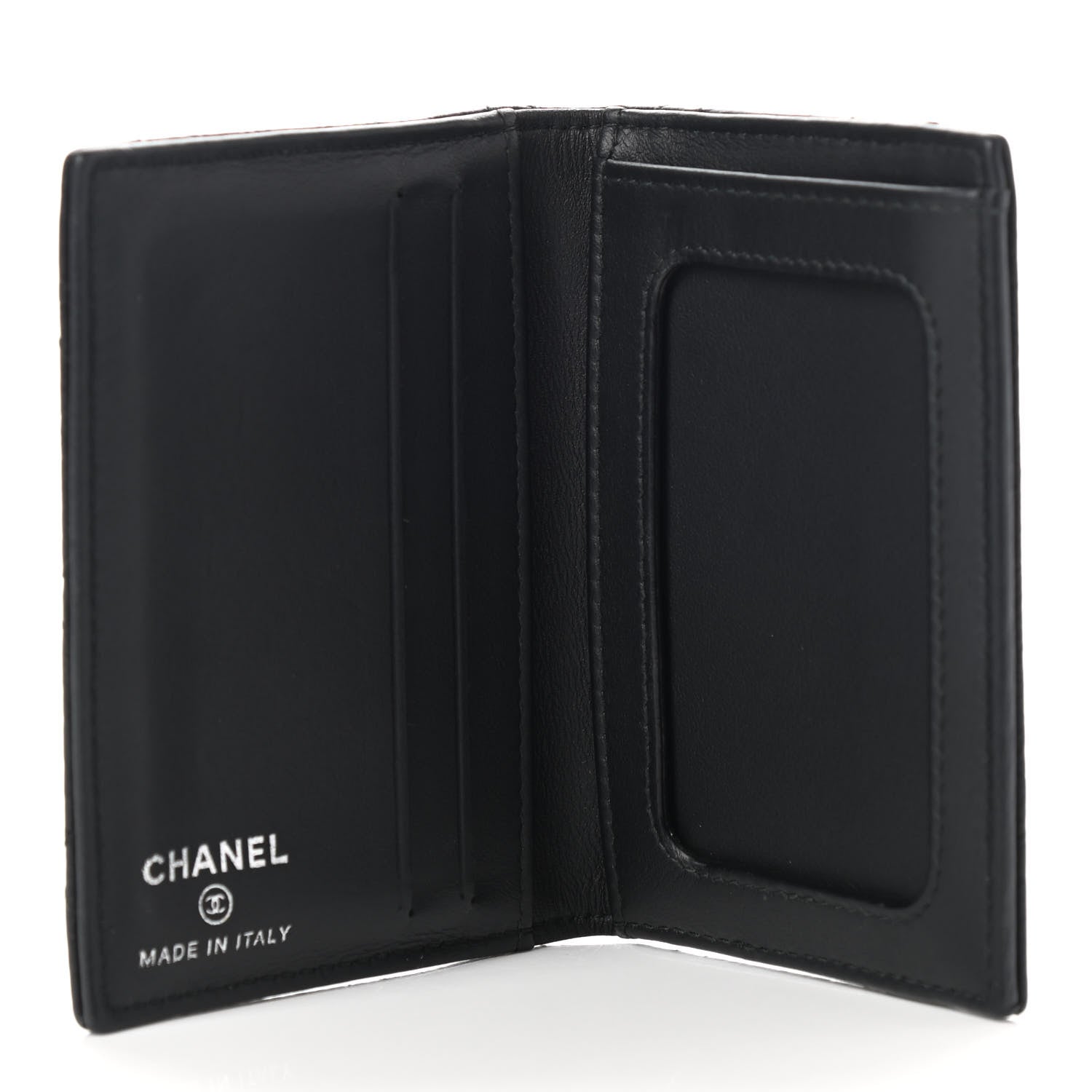 Chanel Crumpled Calfskin Quilted Card Holder Wallet So Black 5 of 7