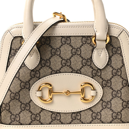 Gucci GG Supreme Monogram Azalea Calfskin Mini Horsebit 1955 Top Handle Bag Beige Ebony Mystic White 8 of 11