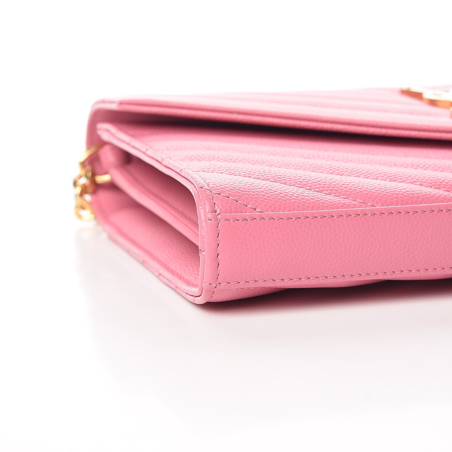 Grain De Poudre Matelasse Chevron Monogram Chain Wallet Indian Pink