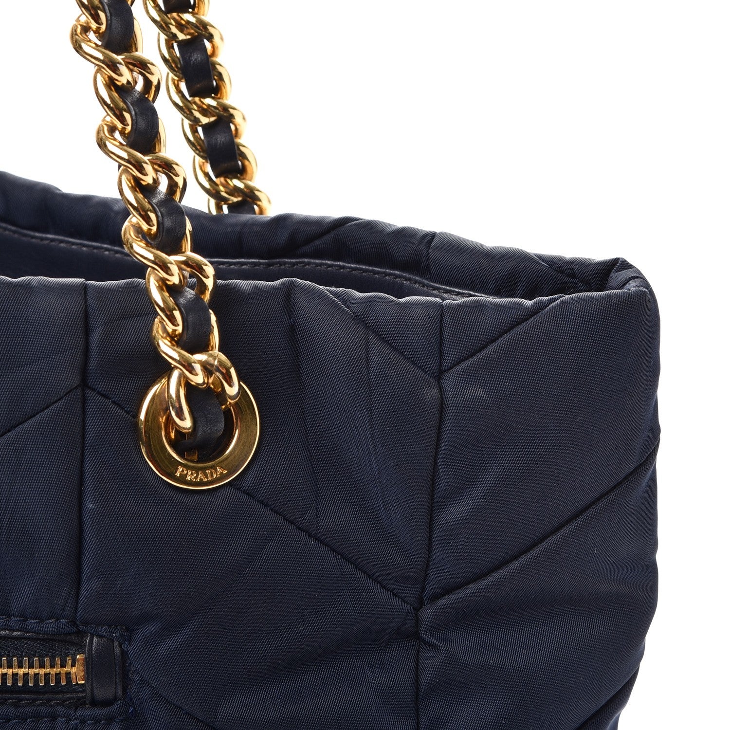 Prada Tessuto Nylon Chevron Quilted Tote Navy 9 of 13
