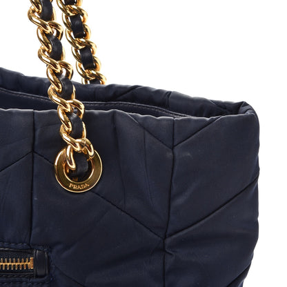 Prada Tessuto Nylon Chevron Quilted Tote Navy 9 of 13