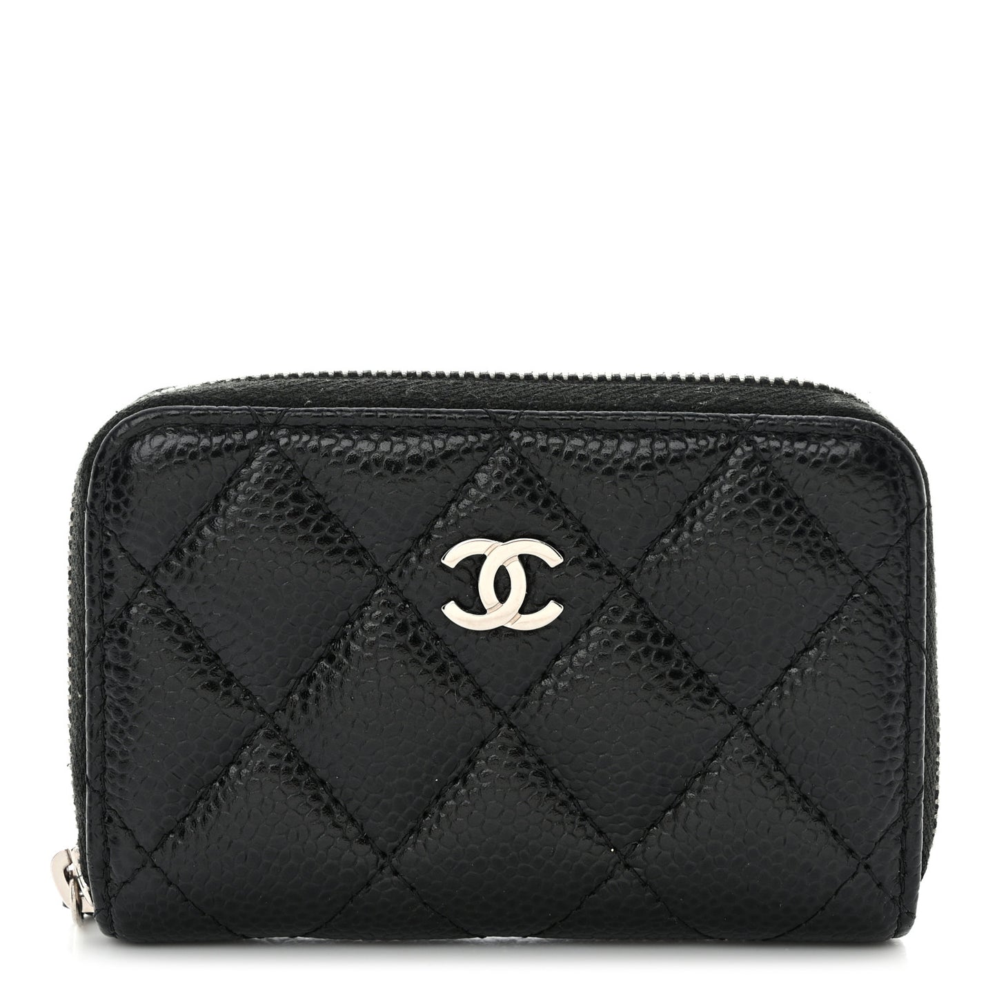 Caviar Quilted Classic Zipped Coin Purse Black