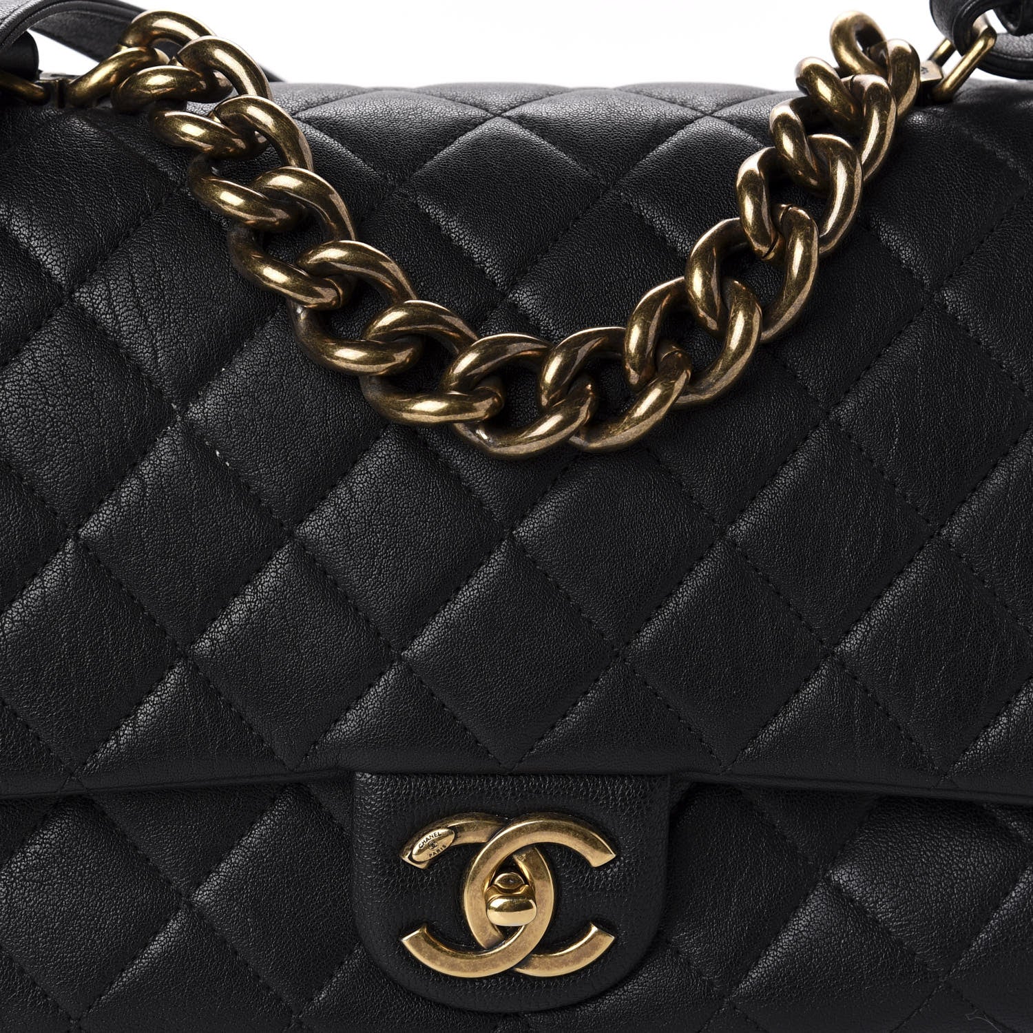 Chanel Shiny Sheepskin Quilted Large Trapezio Flap Black 13 of 13