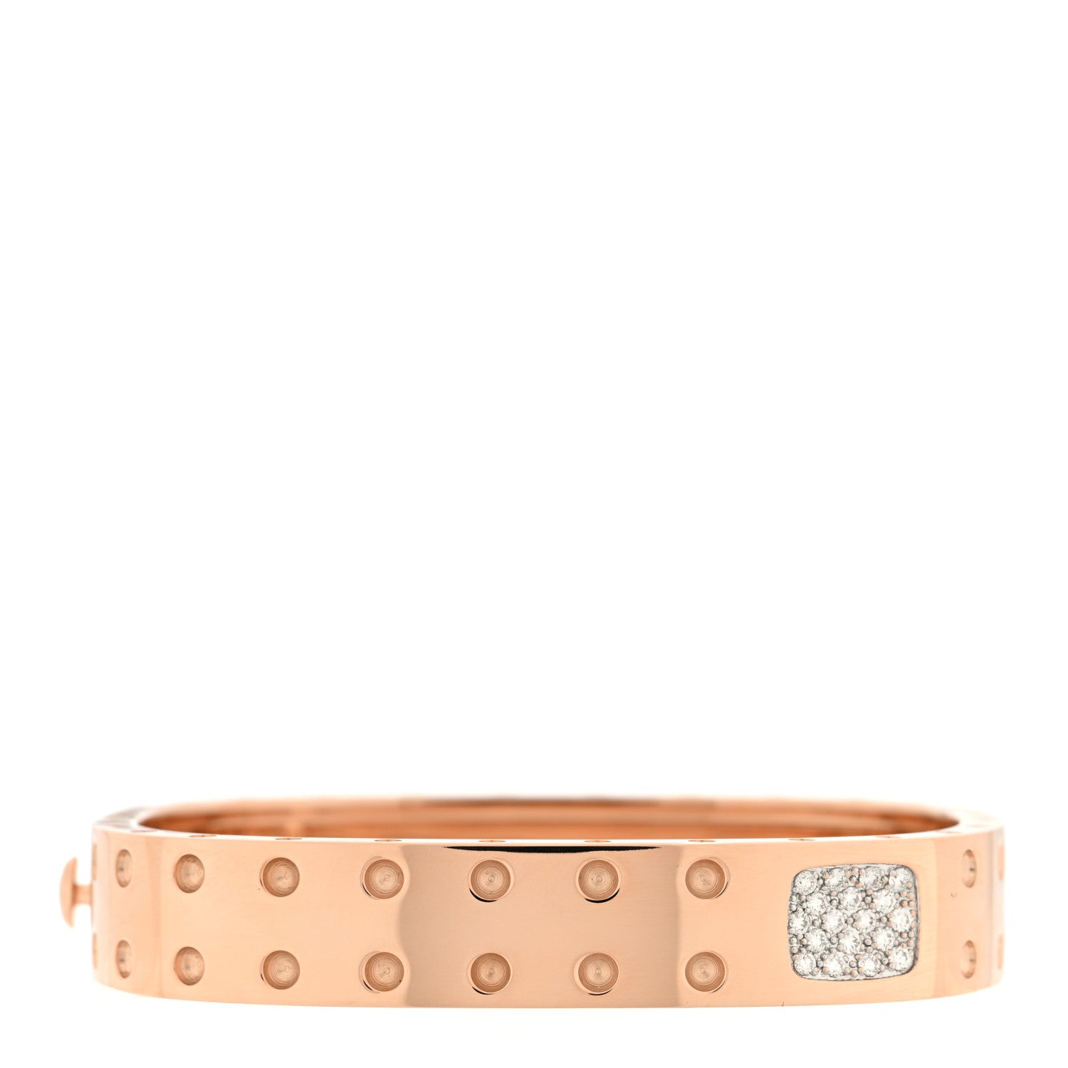 Roberto Coin 18K Rose Gold Diamond Pois Moi 2 Row Bangle Bracelet 1 of 3