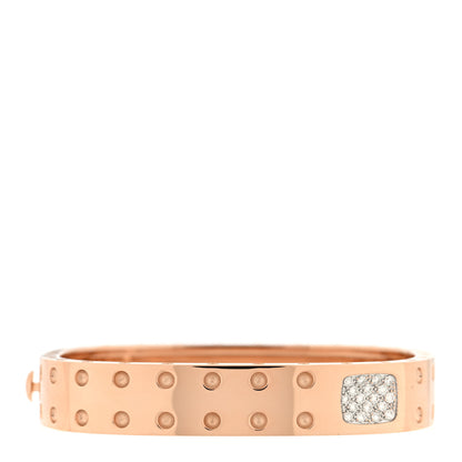 Roberto Coin 18K Rose Gold Diamond Pois Moi 2 Row Bangle Bracelet 1 of 3