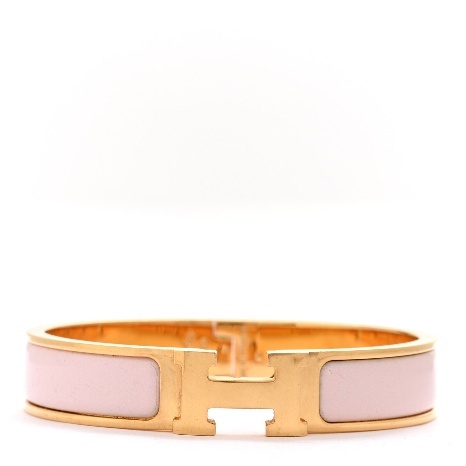 Hermes Enamel Narrow Clic Clac H GM Bracelet Rose Candeur 1 of 5