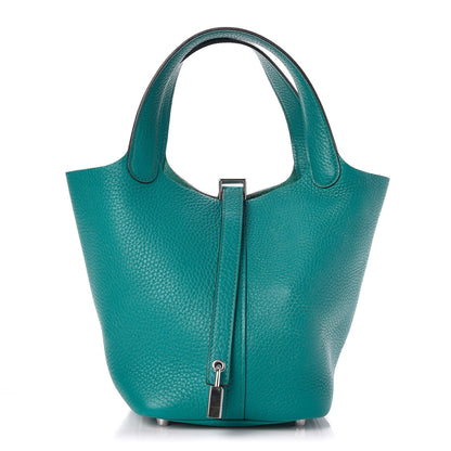 Hermes Taurillon Clemence Picotin Lock 18 PM Bleu Paon 1 of 8