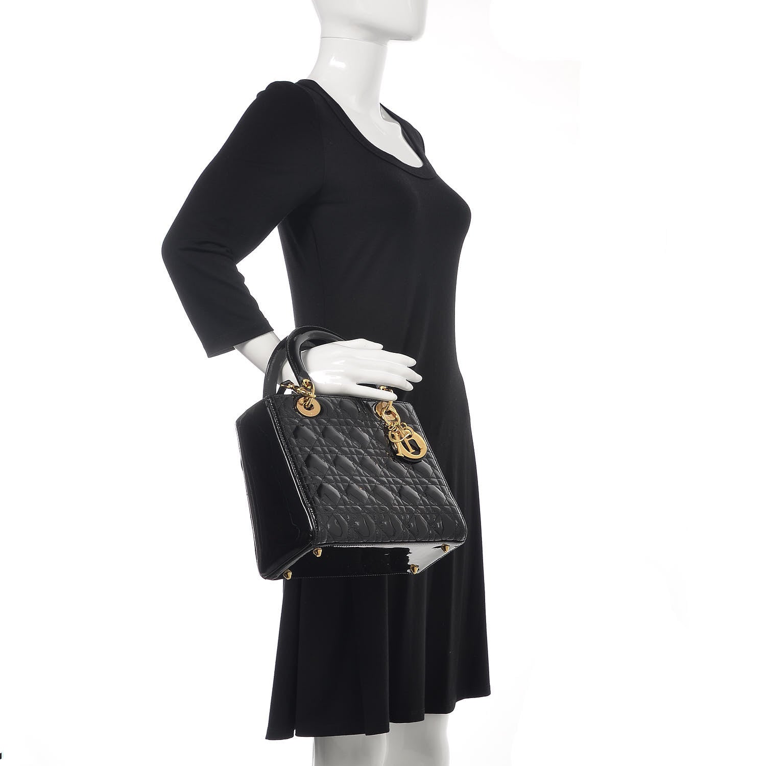 Christian Dior Patent Cannage Medium Lady Dior Black 2 of 10