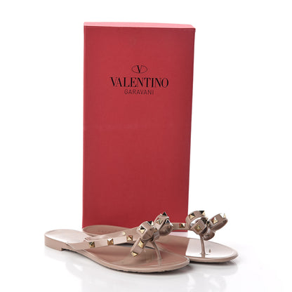 Valentino Garavani PVC Jelly Rockstud Bow Thong Sandals 37 Poudre 8 of 8