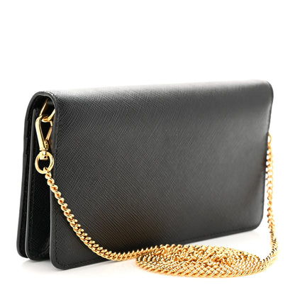 Prada Saffiano Metal Phone Wristlet Crossbody Wallet Black 3 of 10