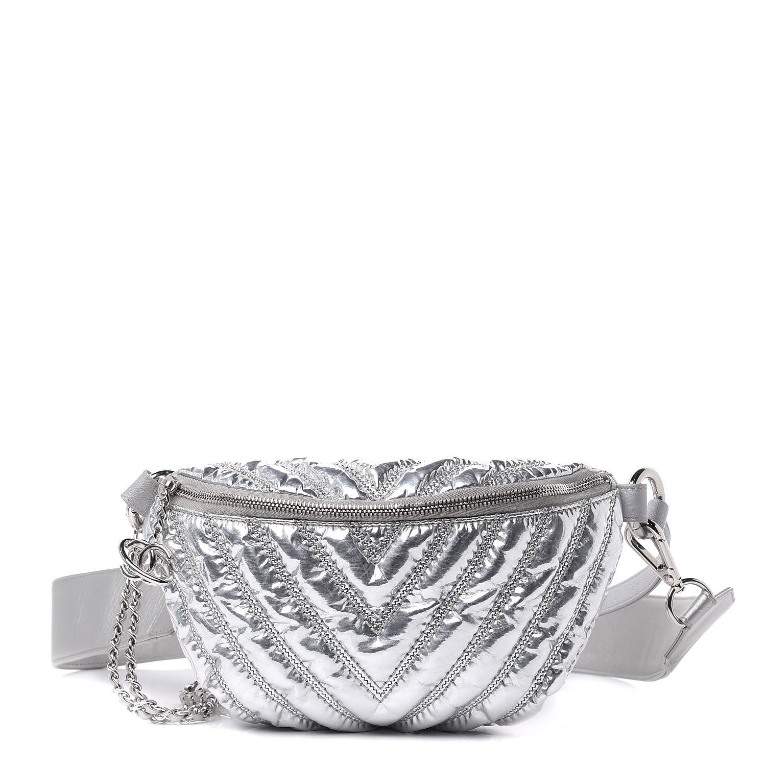 Chanel Metallic Lame Quilted Space Suit Waist Bag Silver 1 of 13