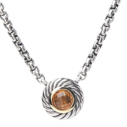 David Yurman Sterling Silver 18K Yellow Gold Citrine Cookie Necklace 4 of 7