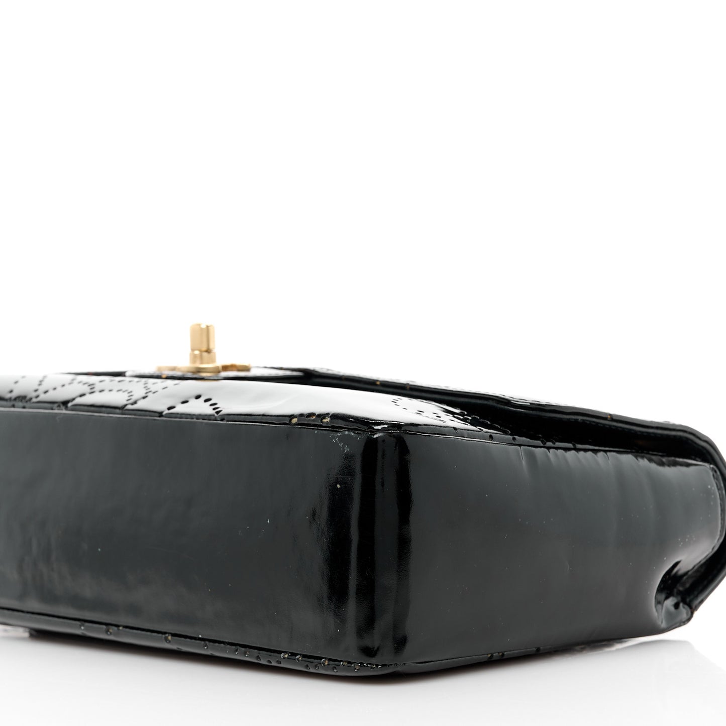 Patent Perforated Camellia Medium Single Flap Black
