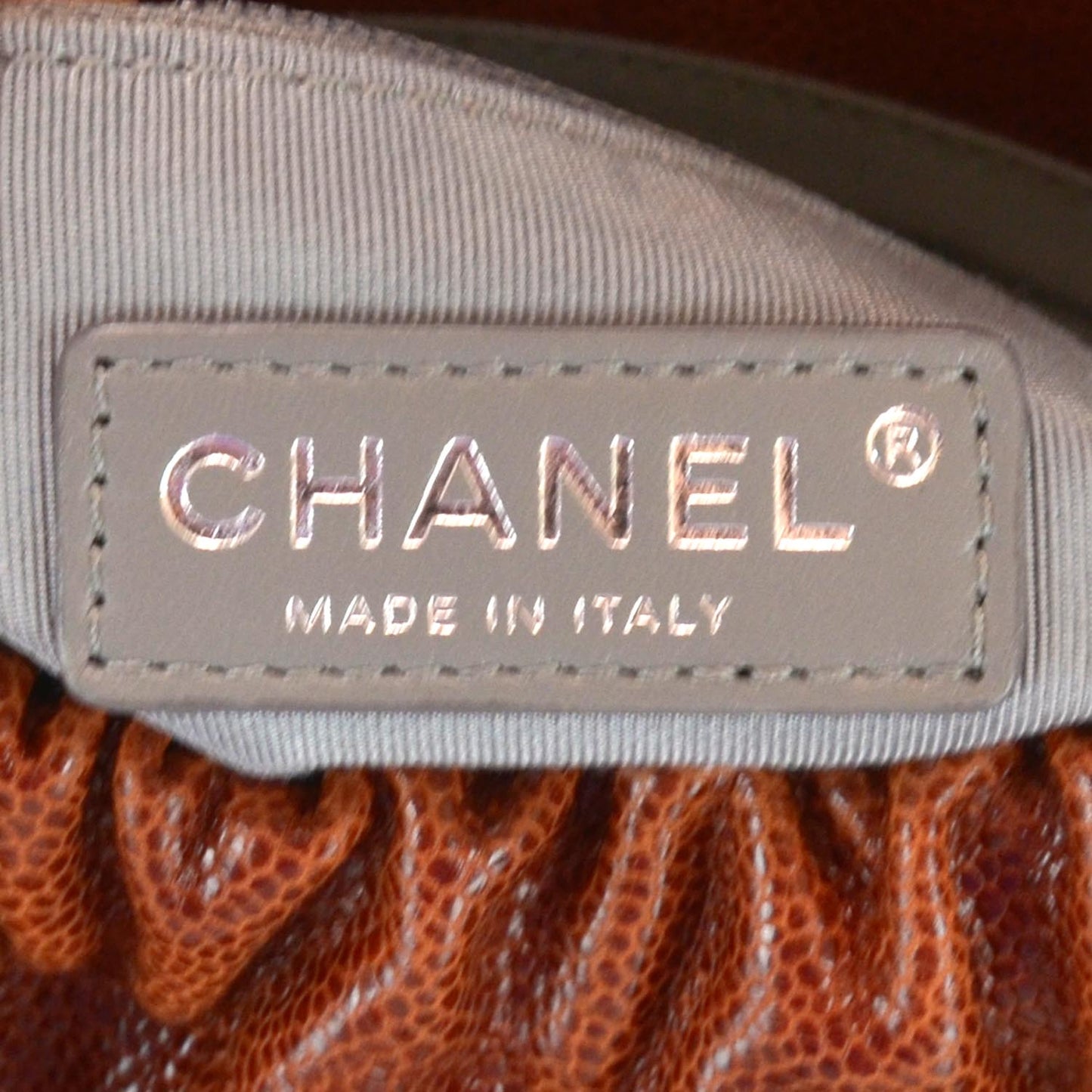 Caviar Quilted Small Elastic Flap Brown