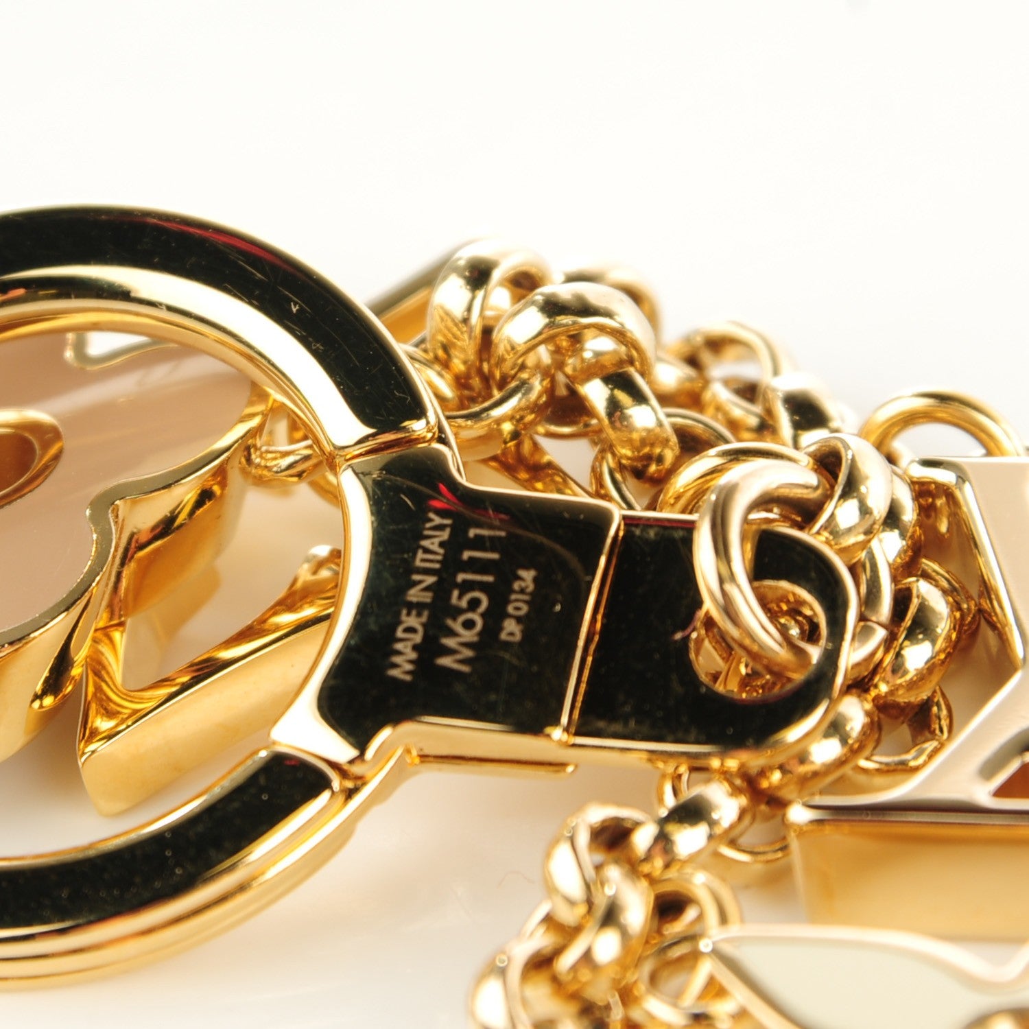 Louis Vuitton Brass Enamel Fleur De Monogram Bag Charm Chain Gold 5 of 5