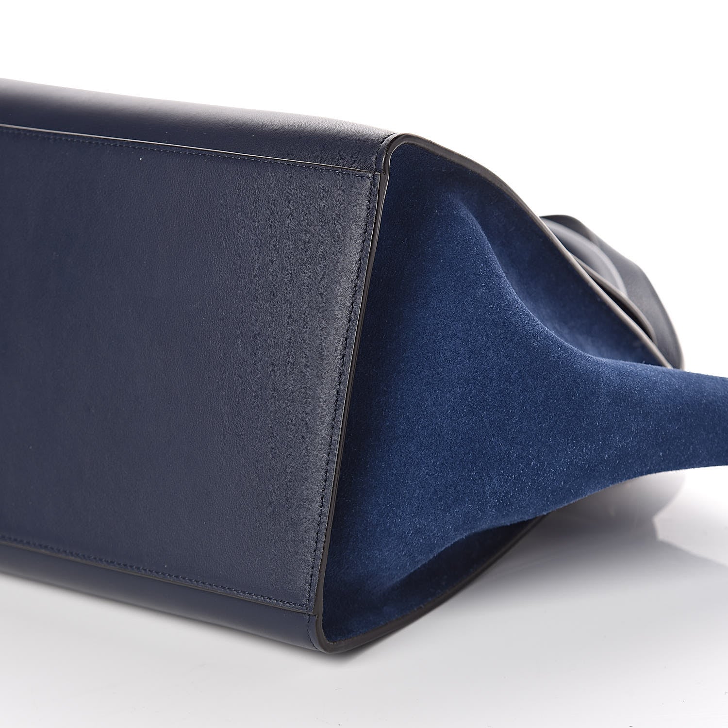Celine Drummed Calfskin Suede Medium Trapeze Ocean Blue 8 of 9