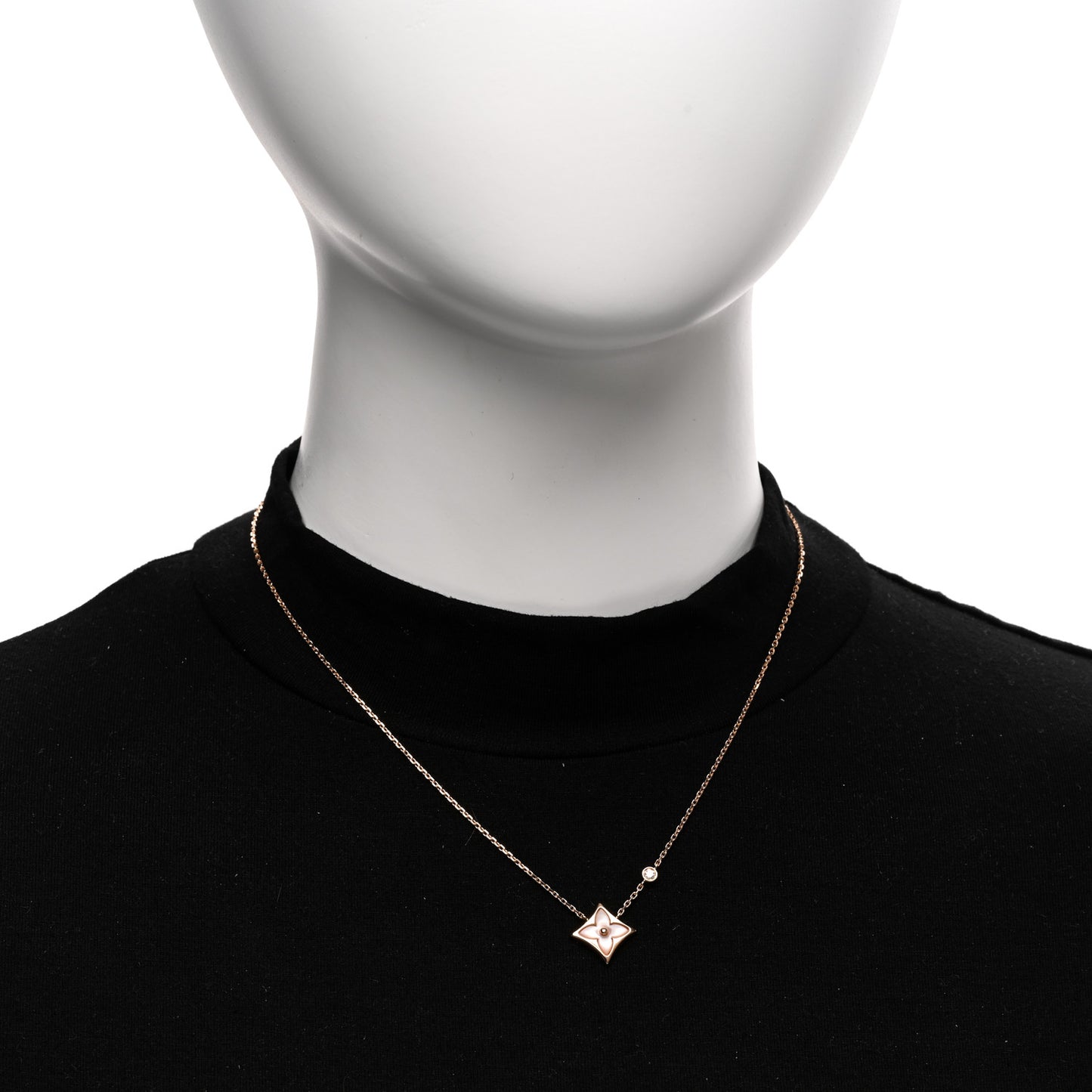 LOUIS VUITTON 18K Pink Gold Diamond Pink Mother of Pearl Color Blossom BB Star Pendant Necklace