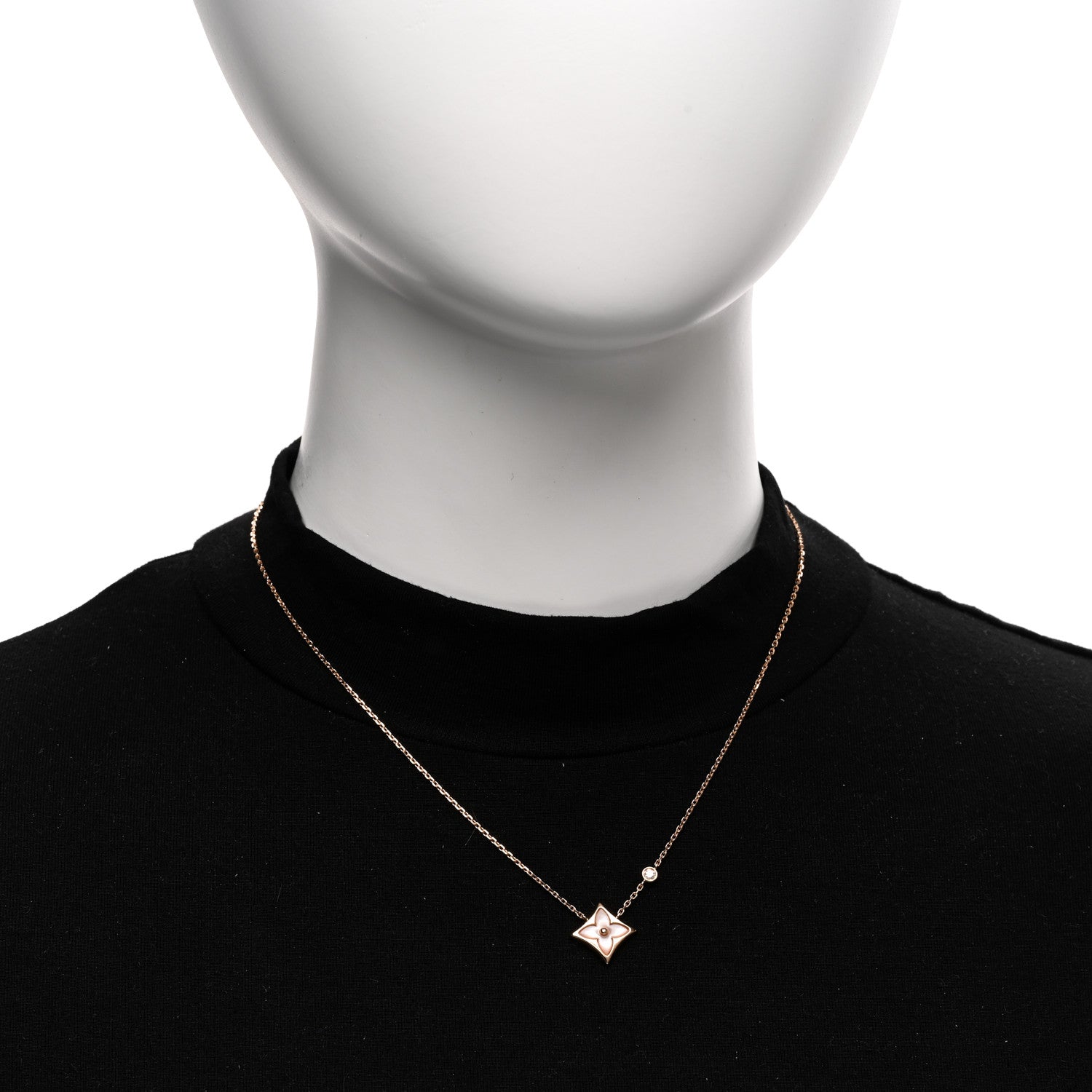 Louis Vuitton LOUIS VUITTON 18K Pink Gold Diamond Pink Mother of Pearl Color Blossom BB Star Pendant Necklace 2 of 4