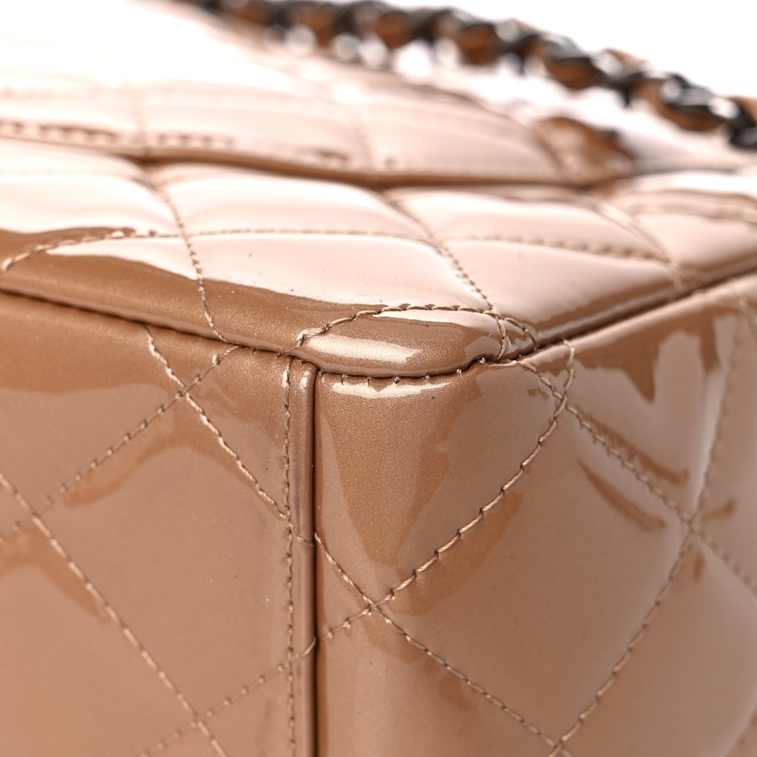 Chanel Patent Calfskin Quilted Maxi Double Flap Dark Beige 11 of 14