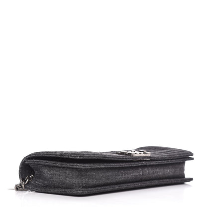 Chanel Denim Quilted Boy Clutch With Removable Chain Black 4 of 10