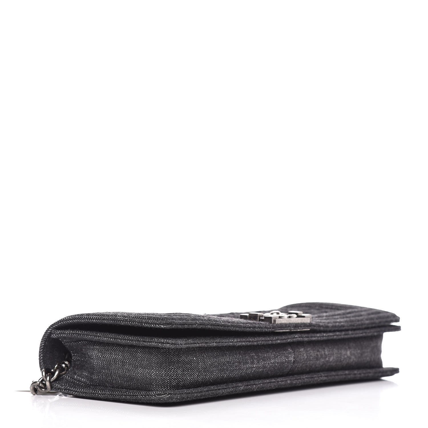 Chanel Denim Quilted Boy Clutch With Removable Chain Black 4 of 10