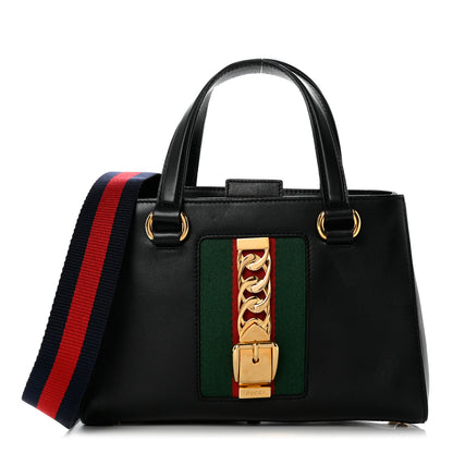 Gucci Calfskin Medium Sylvie Top Handle Tote Black 1 of 12