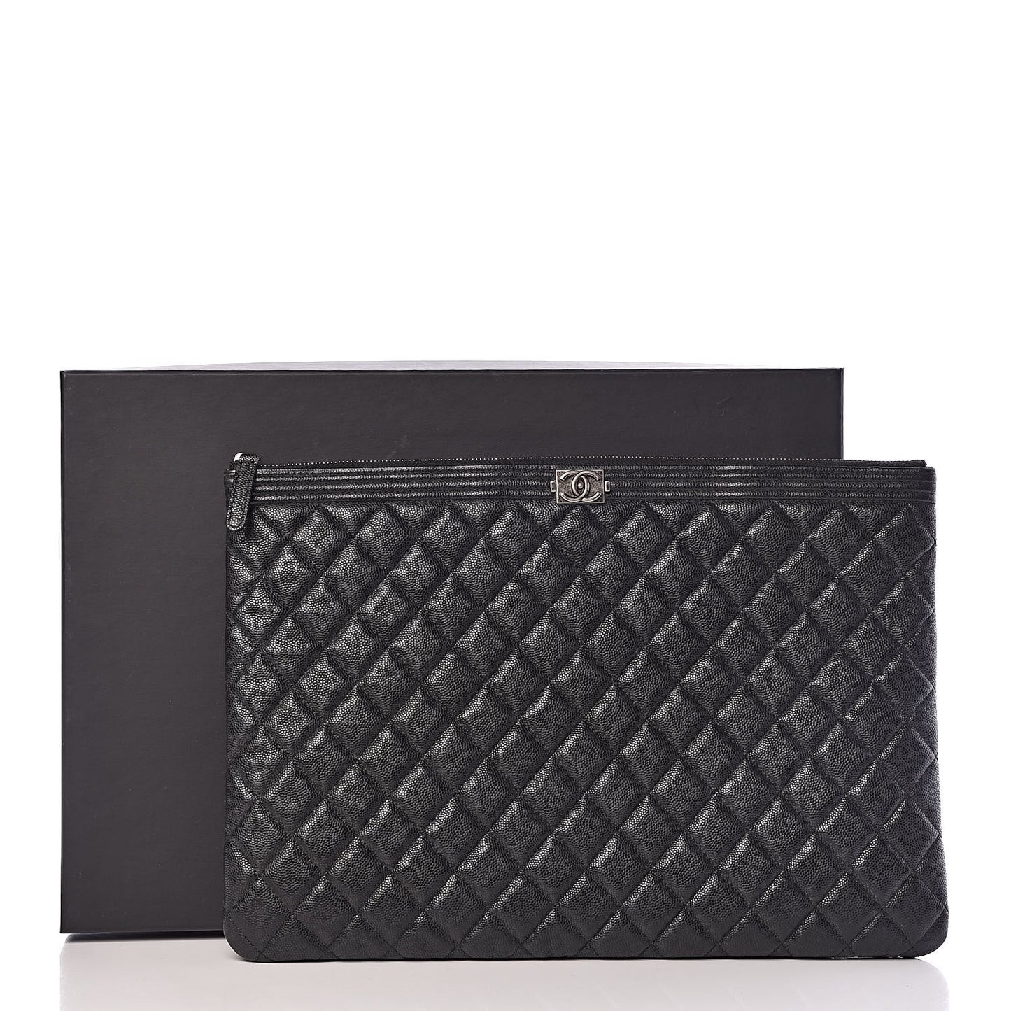 Caviar Quilted Large Boy Cosmetic Case Black