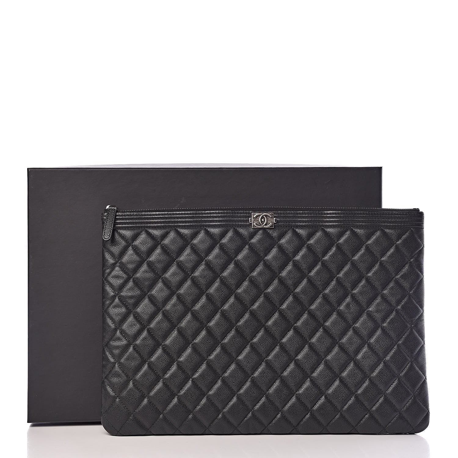 Chanel Caviar Quilted Large Boy Cosmetic Case Black 11 of 11