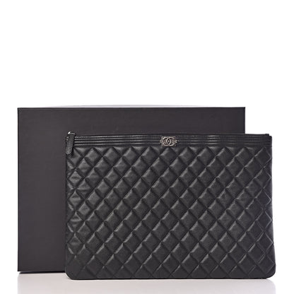 Chanel Caviar Quilted Large Boy Cosmetic Case Black 11 of 11