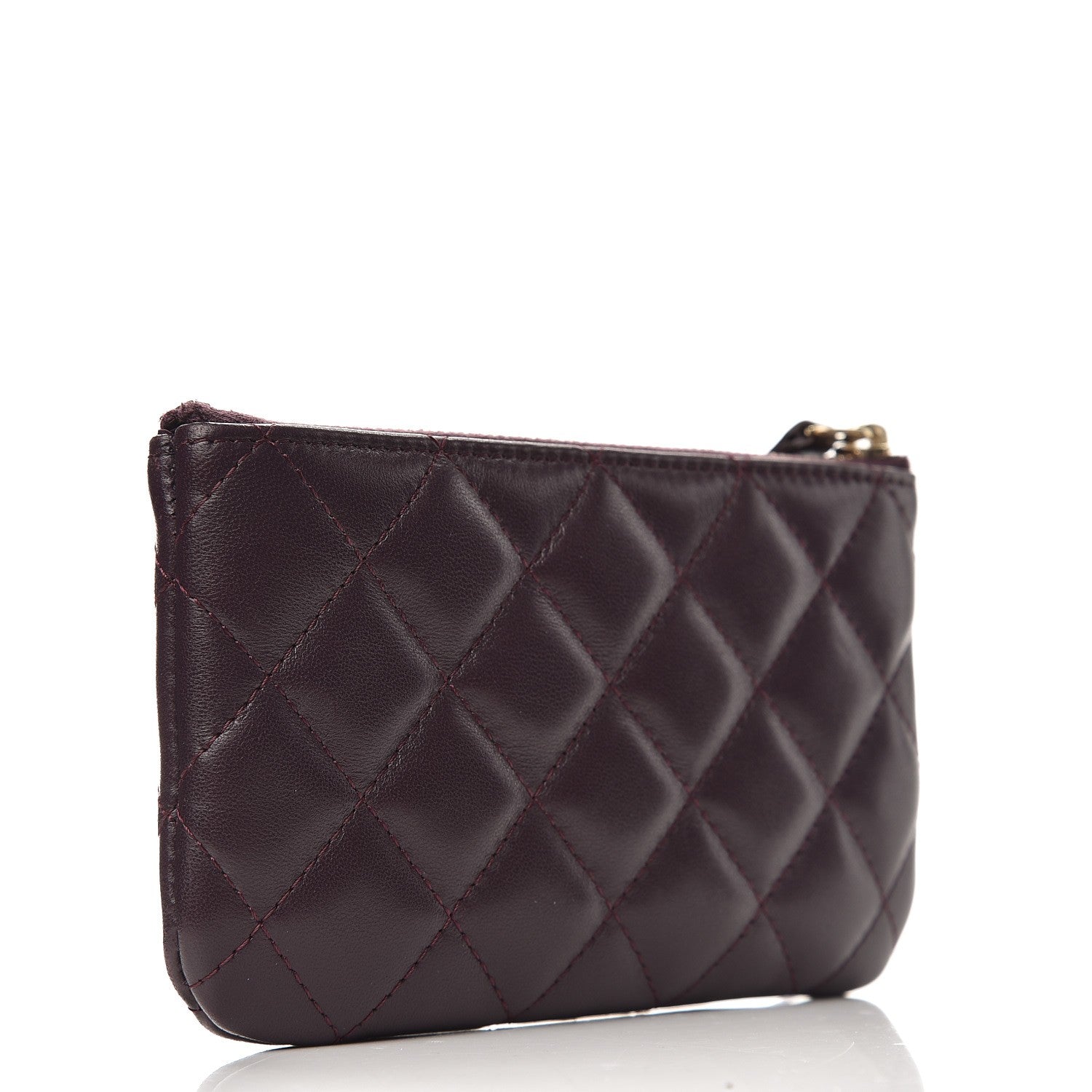 Chanel Lambskin Quilted Small Cosmetic Case Dark Purple 3 of 8