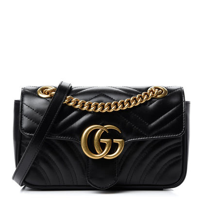 Gucci Calfskin Matelasse Mini GG Marmont Shoulder Bag Black 1 of 10