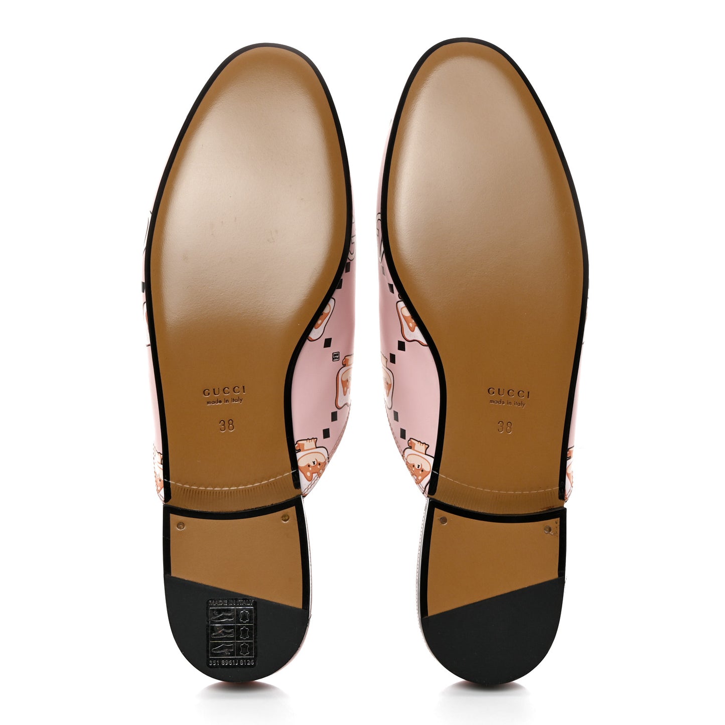 X PIKARAR Calfskin Monogram Print Womens Princetown Slippers 38 Pink Multicolor