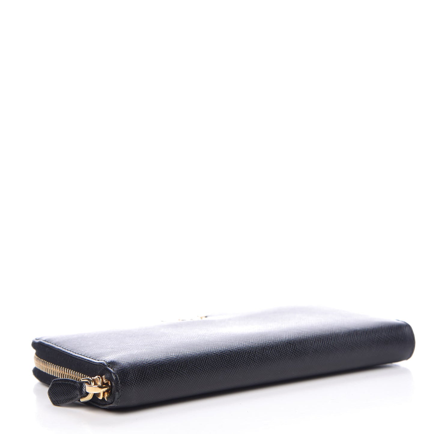 Saffiano Metal Zip Around Wallet Black