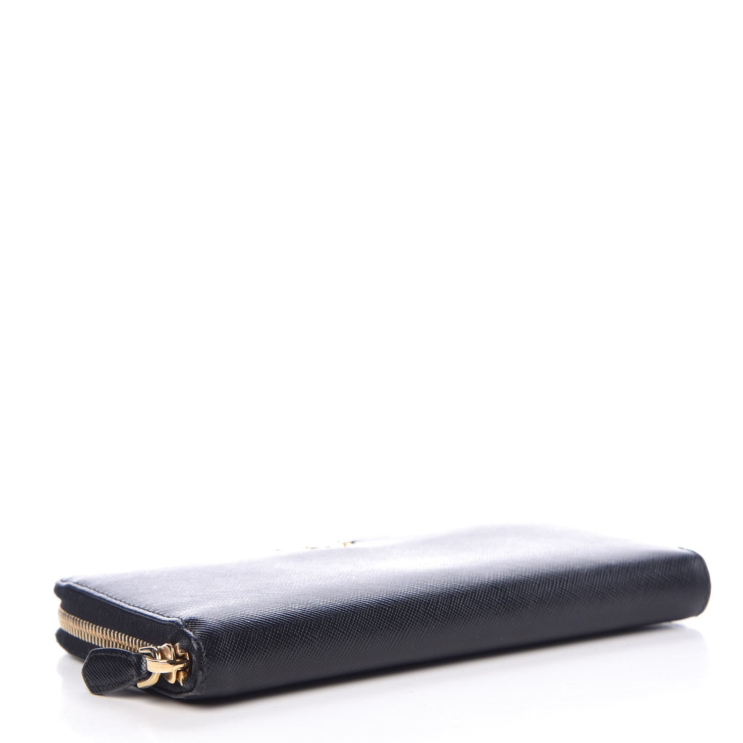 Prada Saffiano Metal Zip Around Wallet Black 4 of 9