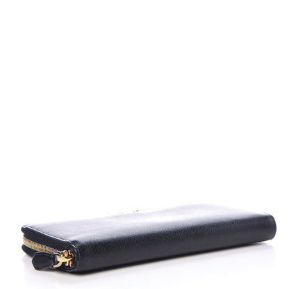 Prada Saffiano Metal Zip Around Wallet Black 4 of 9