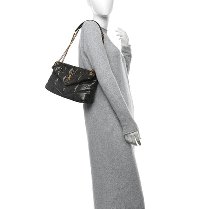 Saint Laurent Lambskin Quilted Small Loulou Puffer Monogram Chain Satchel Light Musk 2 of 11