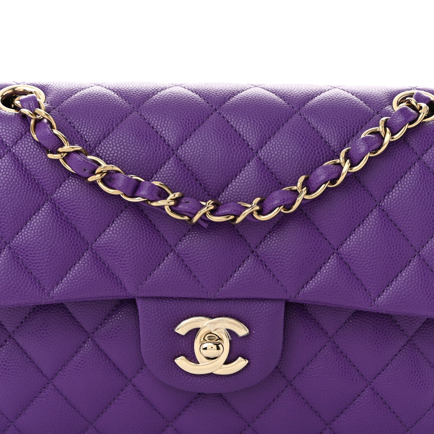 Caviar Quilted Small Double Flap Dark Purple