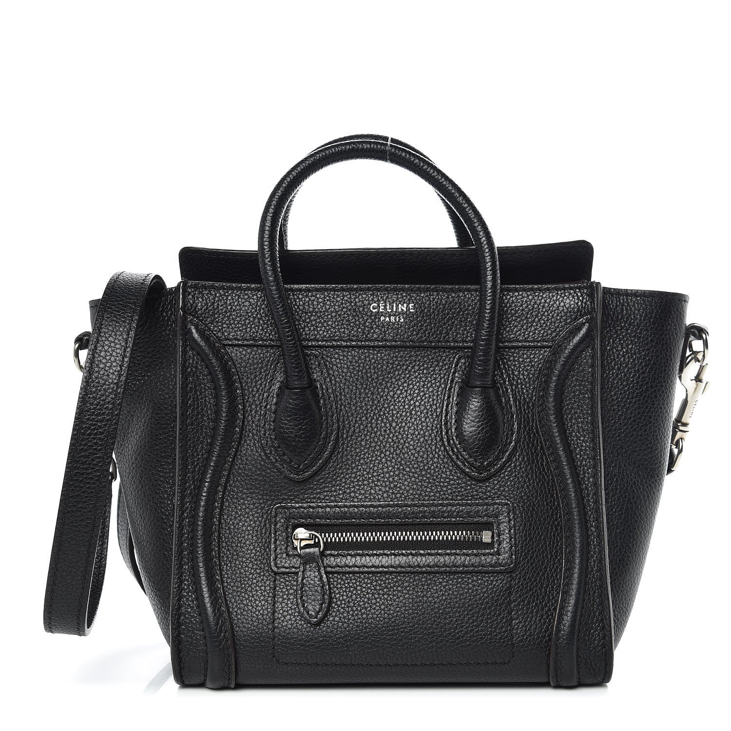 Celine Drummed Calfskin Nano Luggage Black 1 of 12