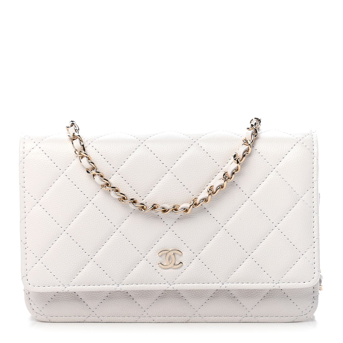 Caviar Quilted Wallet On Chain WOC White
