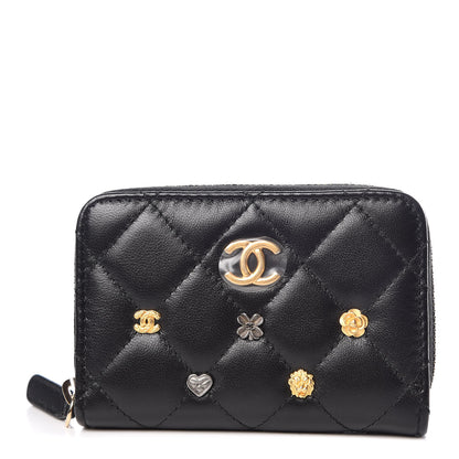 Chanel Lambskin Lucky Charms Zip Coin Purse Black 1 of 8