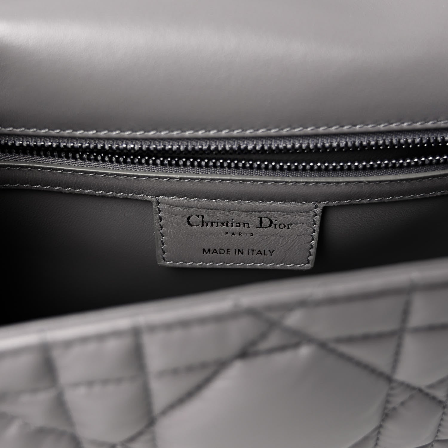 Christian Dior Calfskin Macrocannage Medium Caro Bag Iron Grey 6 of 10