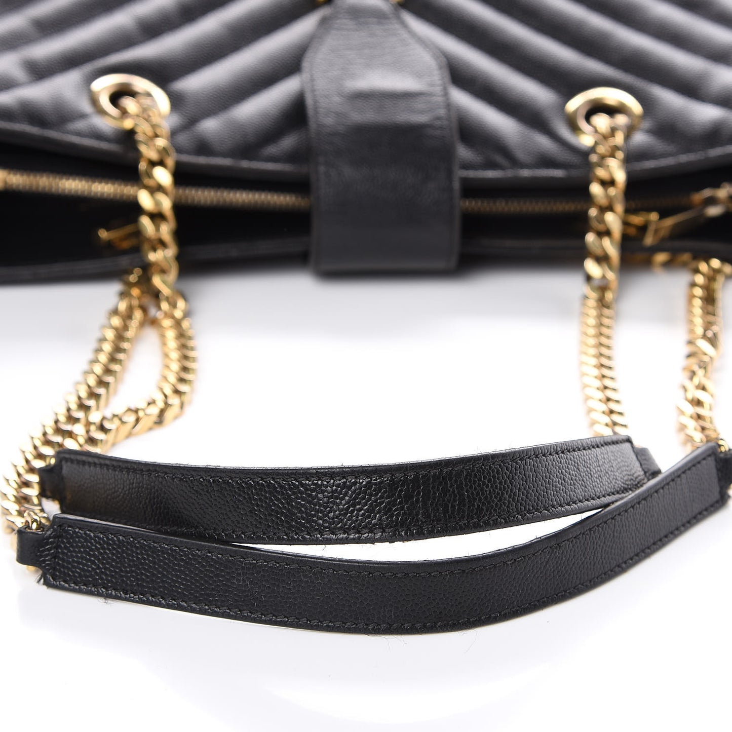 Grain De Poudre Matelasse Chevron Monogram Shopping Bag Black