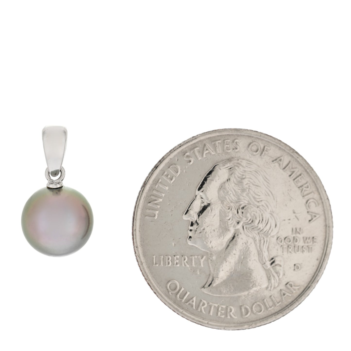 18K White Gold Black South Sea Pearl 9mm Pendant