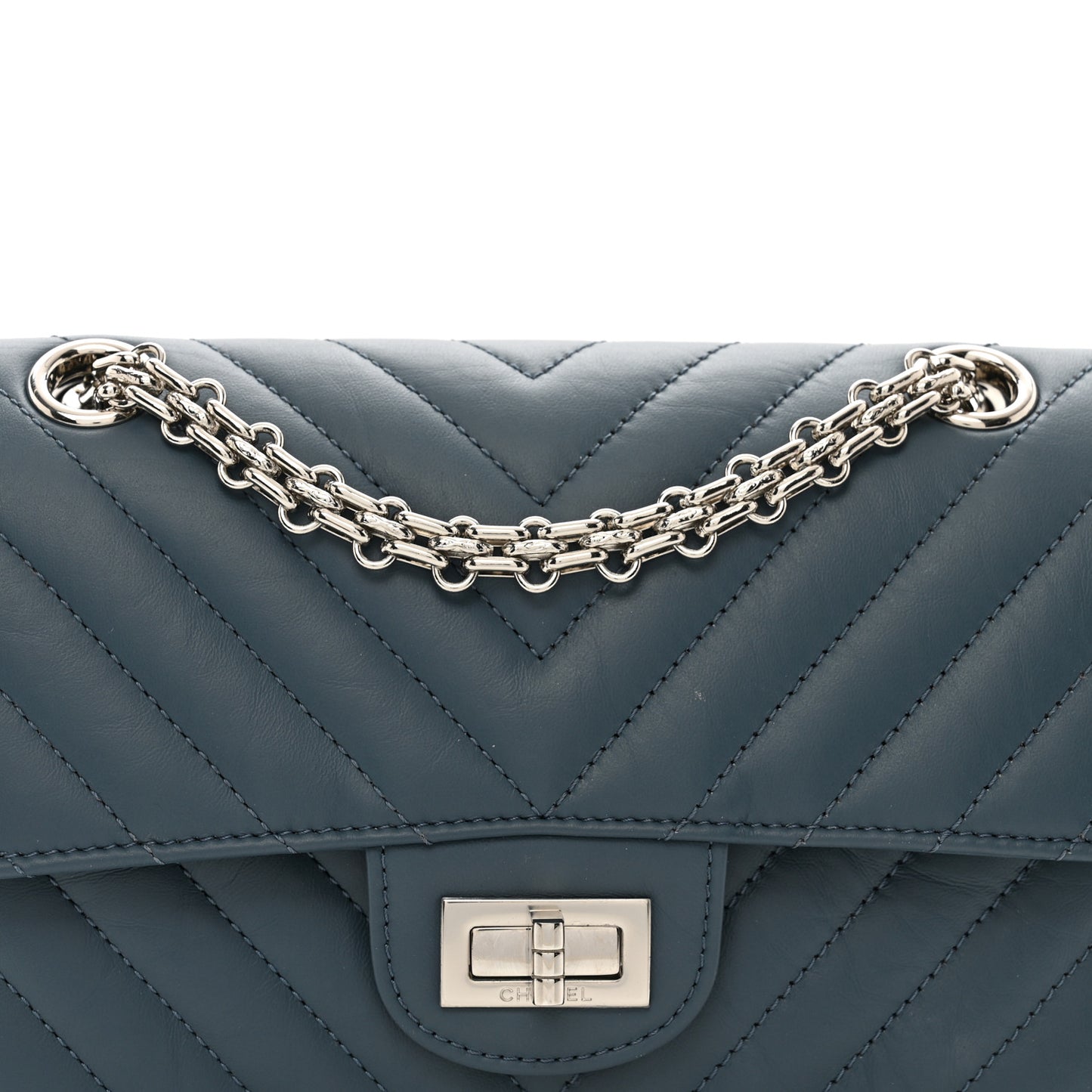 Aged Calfskin Chevron Quilted 2.55 Reissue Mini Flap Blue