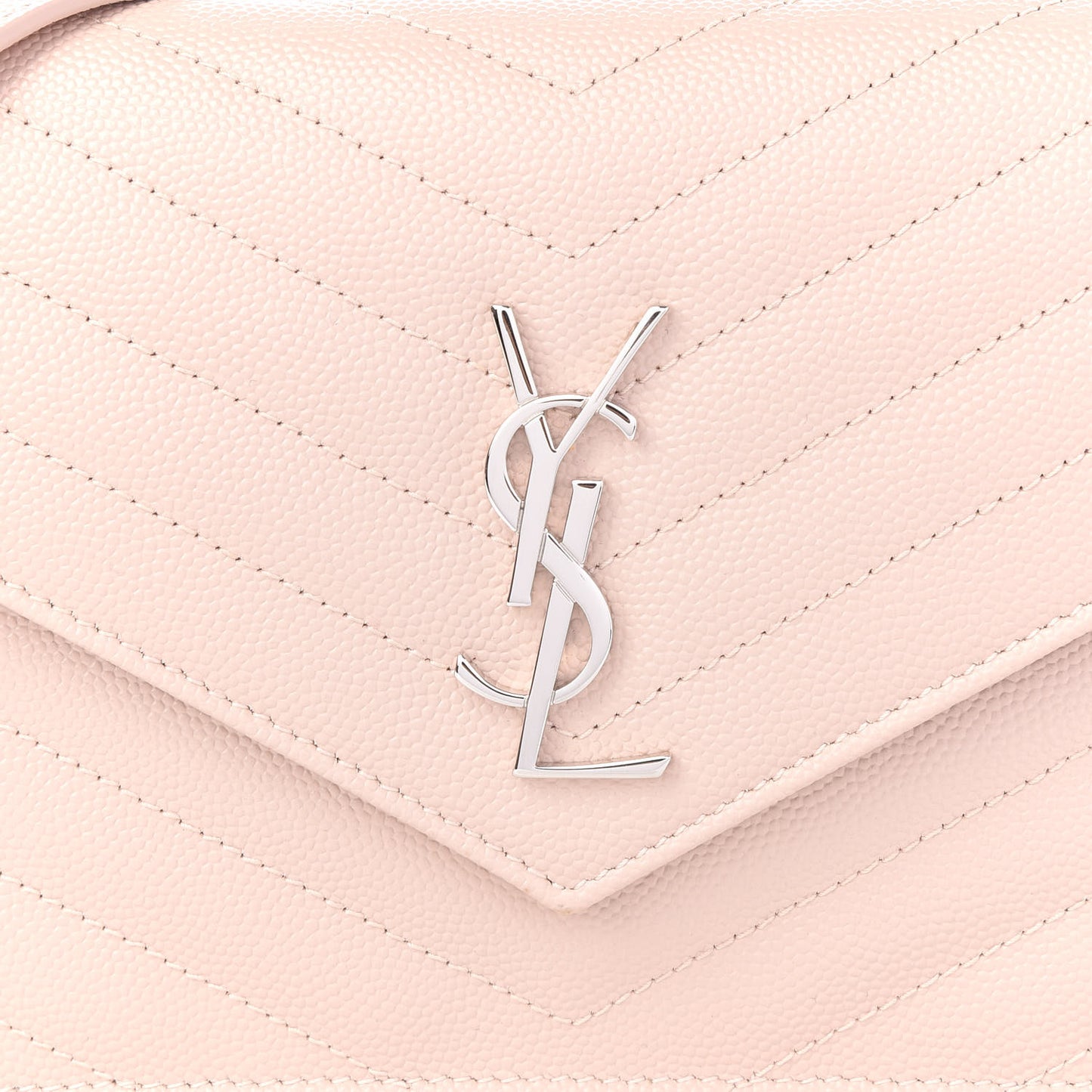 Grain De Poudre Matelasse Chevron Monogram Envelope Chain Wallet Pale Pink