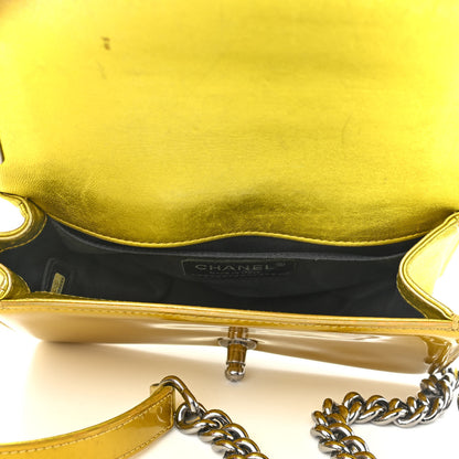 Chanel Metallic Patent Calfskin Quilted Small Boy Flap Yellow 4 of 13