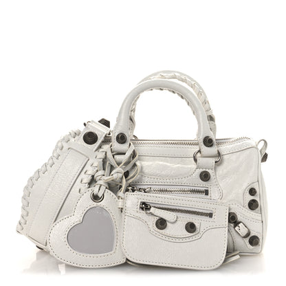 Balenciaga Agneau Arena Mini Le Cagole Duffle Crossbody Bag Optic White 3 of 14