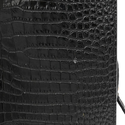 Saint Laurent Calfskin Crocodile Embossed Small Uptown Tote Black 11 of 11